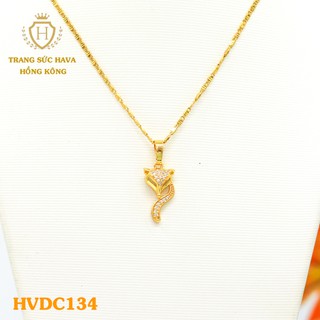 Dây Chuyền, Vòng Cổ Nữ Mặt Hồ Ly Đính Đá Màu Trắng Xi Mạ Vàng Non - Trang Sức Hava Hong Kong