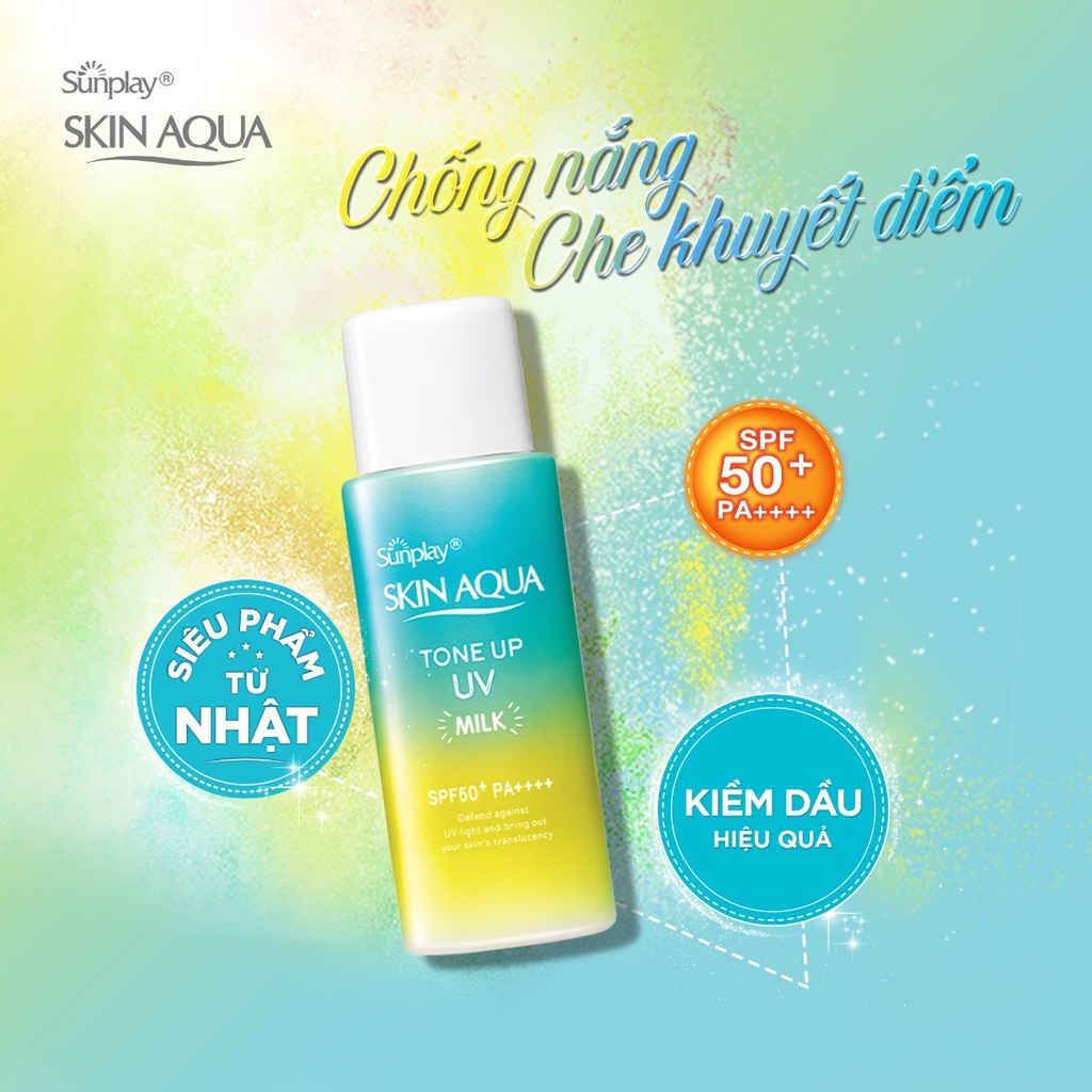 Ảnh Kem Chống Nắng Kiềm Dầu Nâng Tông SUNPLAY Skin Aqua Mint Green Tone Up Uv Milk Dạng Sữa 50g 2