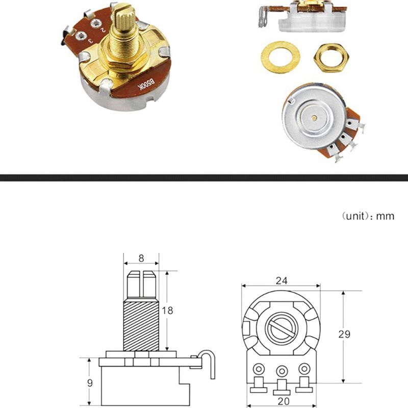 Ppy 1Pc A500K Đàn Guitar Nồi Âm Lượng Điều Khiển Chiết Áp Amp Đàn Guitar Điện Phần Âm Lượng Trục Đàn Guitar Accessor