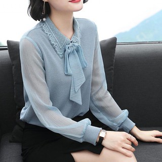 (THANH LÝ LẺ SIZE) Áo Thun Nữ Cổ Ren Thắt Nơ Công Sở Thanh Lịch SM01