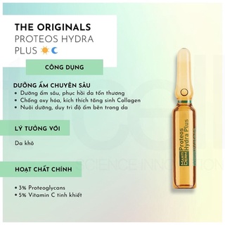 Tinh chất cấp ẩm, giữ nước cao giúp da căng bóng, mềm mịn Martiderm The Originals Proteos Hydra Plus - hộp 30 ống