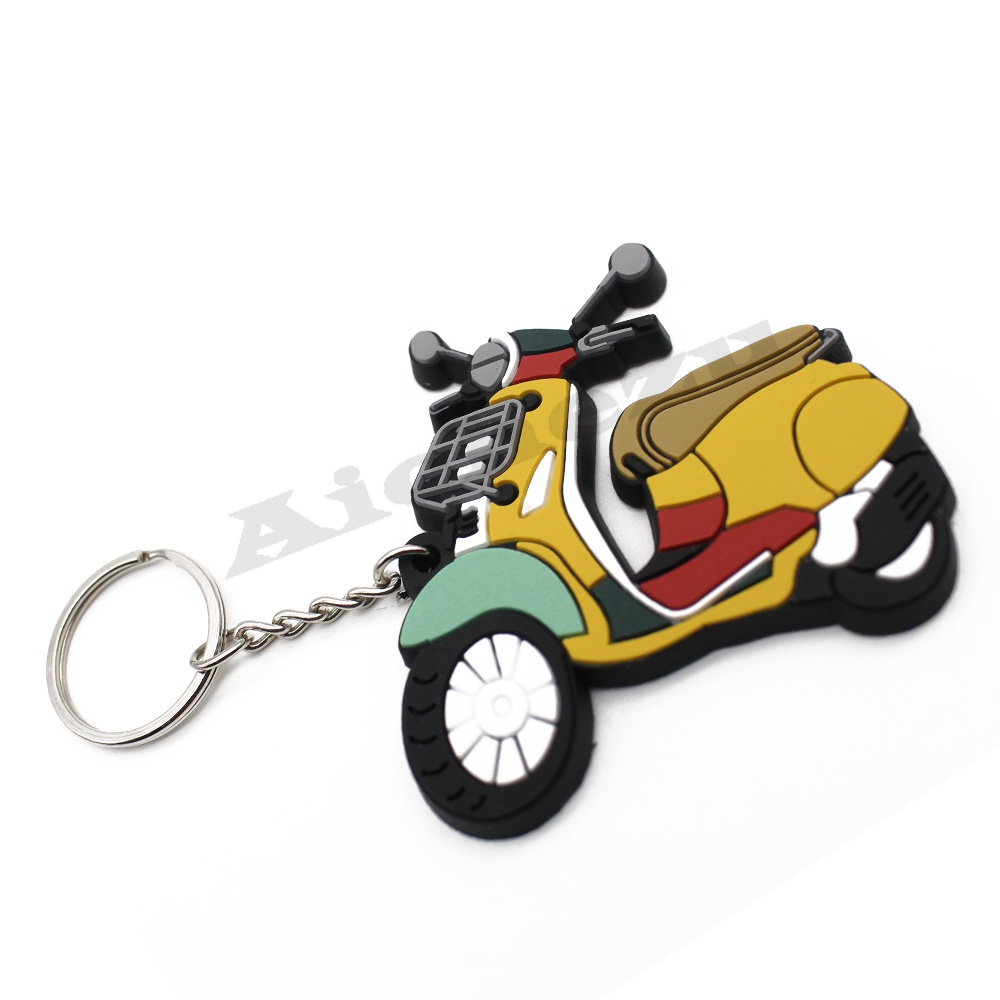 Móc chìa khóa cao su mềm 3D trang trí xe máy, móc khóa điểm bắt đầu