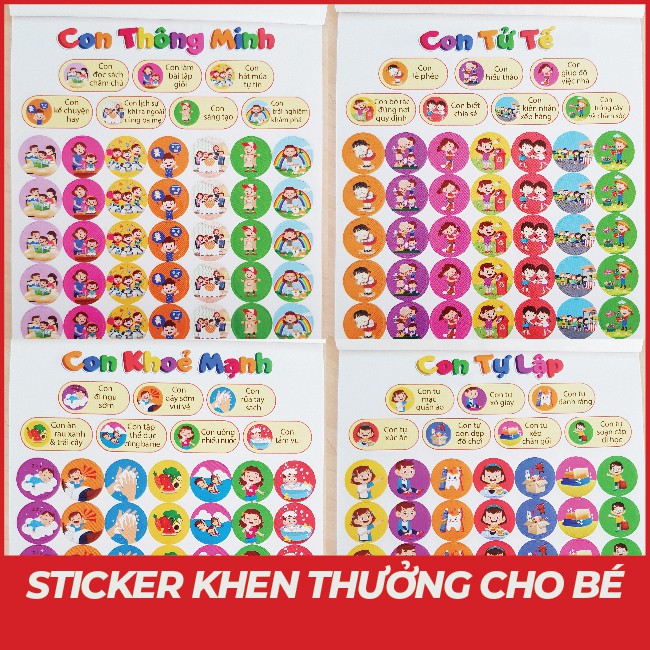 Set STICKER dạy bé ngoan ngoãn (450 sticker) cho bé từ 2 - 6t, bé tự vào nếp, hào hứng chơi mỗi ngày