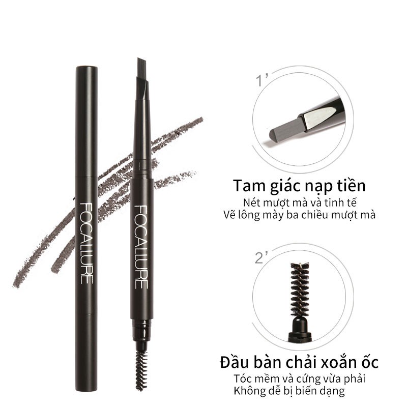 Ảnh Set kẻ mắt + kẻ viền chân mày FOCALLURE siêu mịn lâu trôi 2