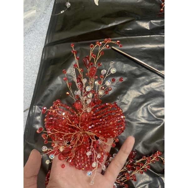 set cài tóc đỏ