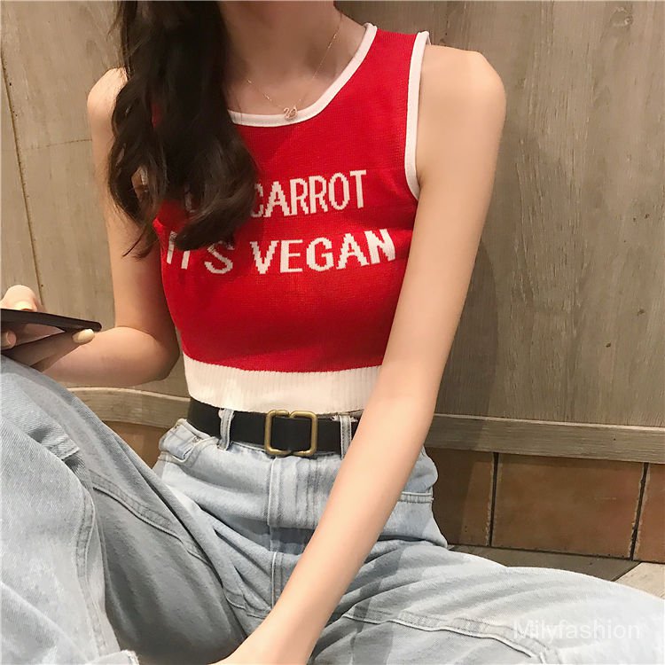Áo tank Top Sát Nách In Chữ Thời Trang Mùa Hè