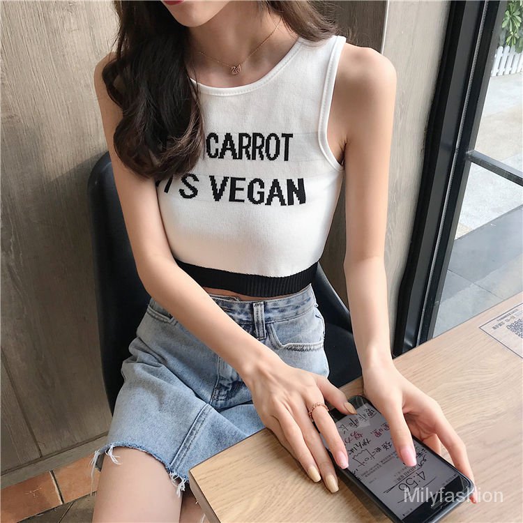 Áo tank Top Sát Nách In Chữ Thời Trang Mùa Hè