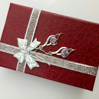 Bông tai alice thời trang trắng/tím - BH524