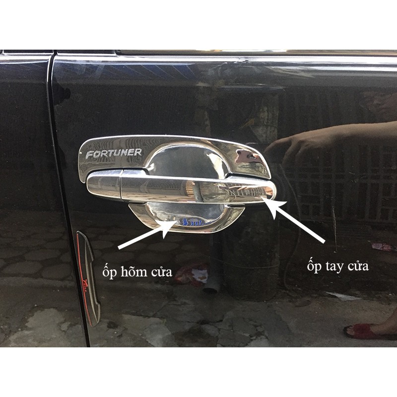Ốp tay nắm, hõm cửa xe Toyota Fortuner 2006 - 2012, 2013, 2014, 2015, 2016 - Mạ Crom cao cấp