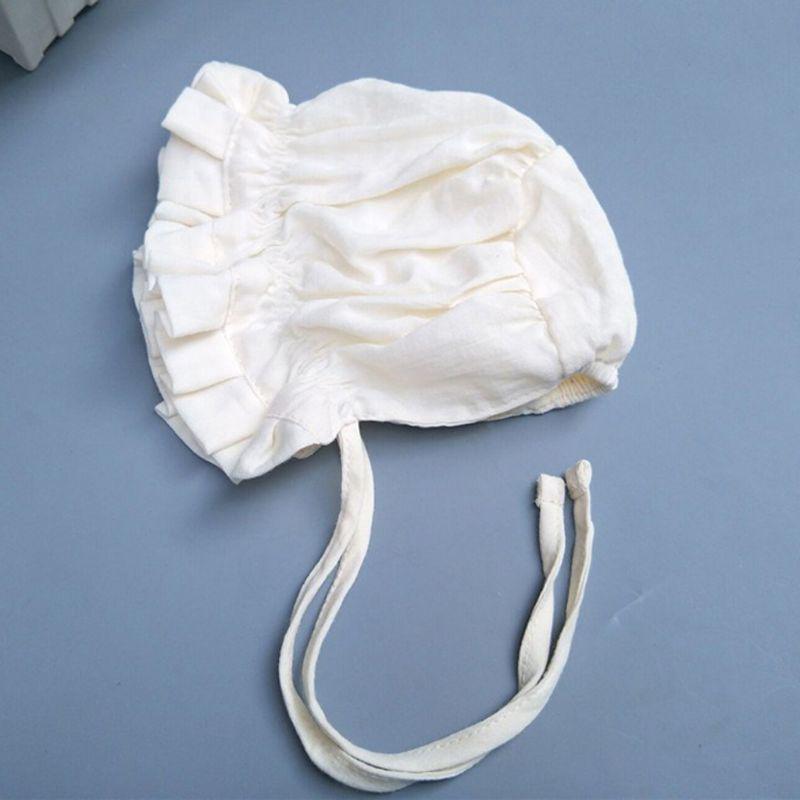 Mũ trùm đầu chất Cotton phối bèo phong cách Vintage cho bé