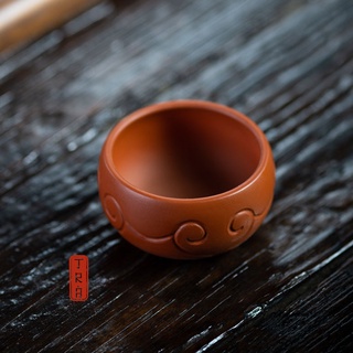 Ly uống trà, chén trà tử sa như ý cao cấp, dáng tròn, kích thước 7x3.6cm, dung tích 70ml