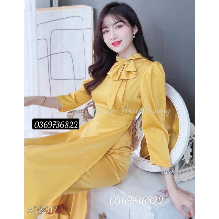 Áo Dài Lụa Đính Nơ Cổ, Kiểu Dáng Trẻ Trung, Mẫu Mới Nhất 2022-Xưởng May Áo  Dài | Shopee Việt Nam