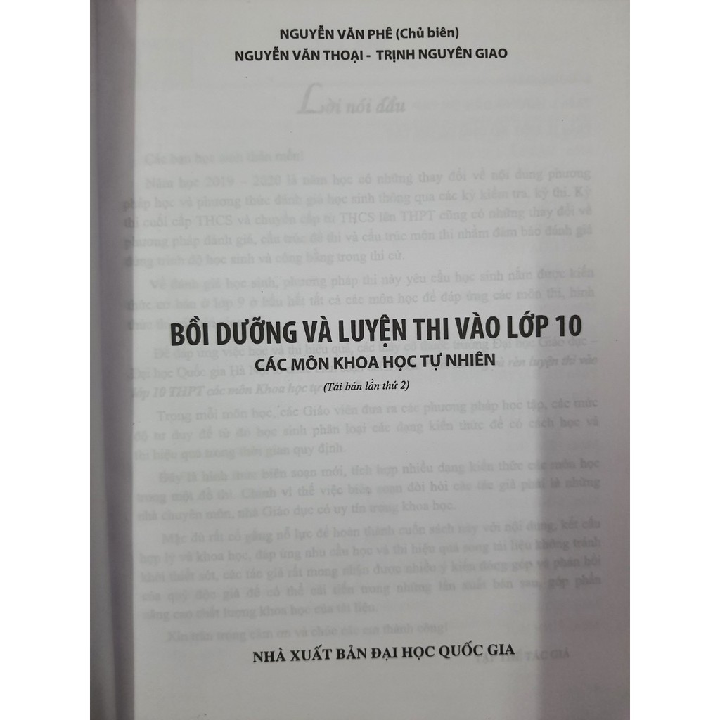 Ảnh Sách - Bồi dưỡng và luyện thi vào lớp 10 trung học phổ thông các môn Khoa Học Tự Nhiên 1