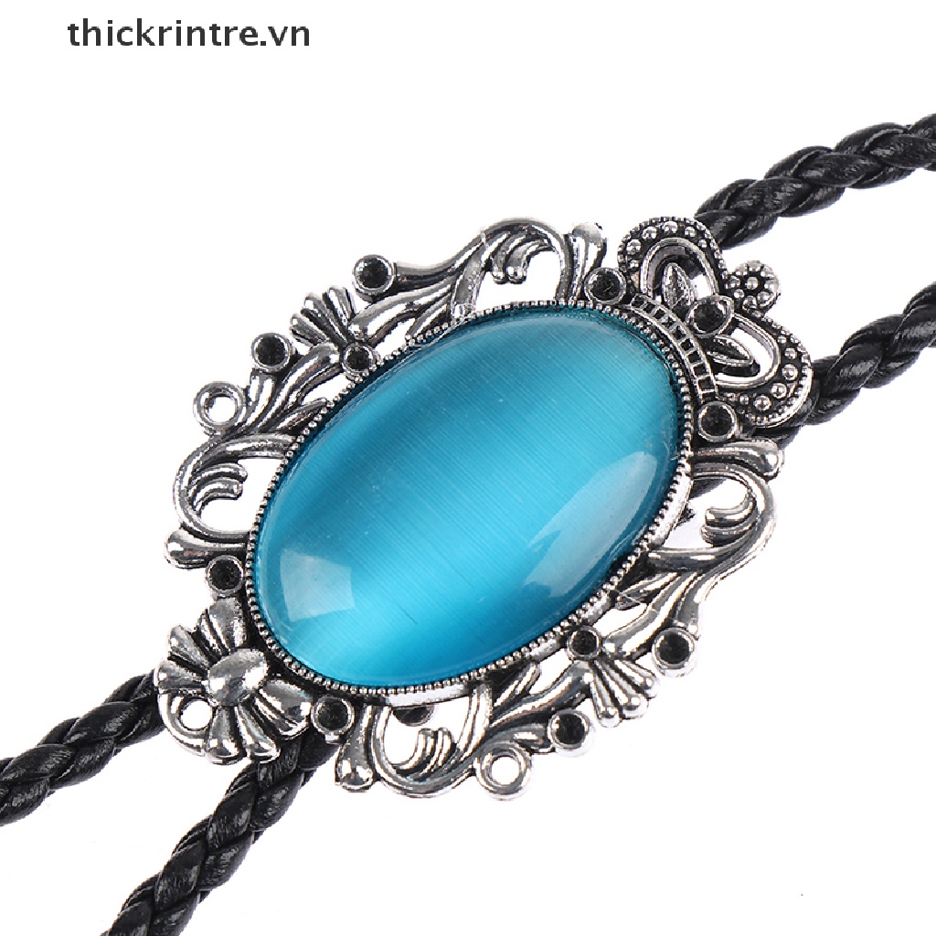 Dây chuyền cao bồi bolo mặt oval kiểu thắt cà vạt phong cách phương Tây thời trang