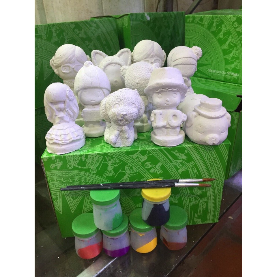 Bộ  6 tượng, 10 tượng thạch cao cho bé tô màu ( Bát Tràng )