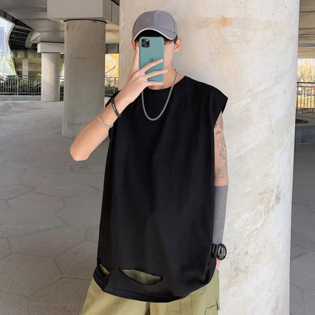 Áo thun Tanktop TORN TORN ICVCVNI Unisex Menwear Cotton
