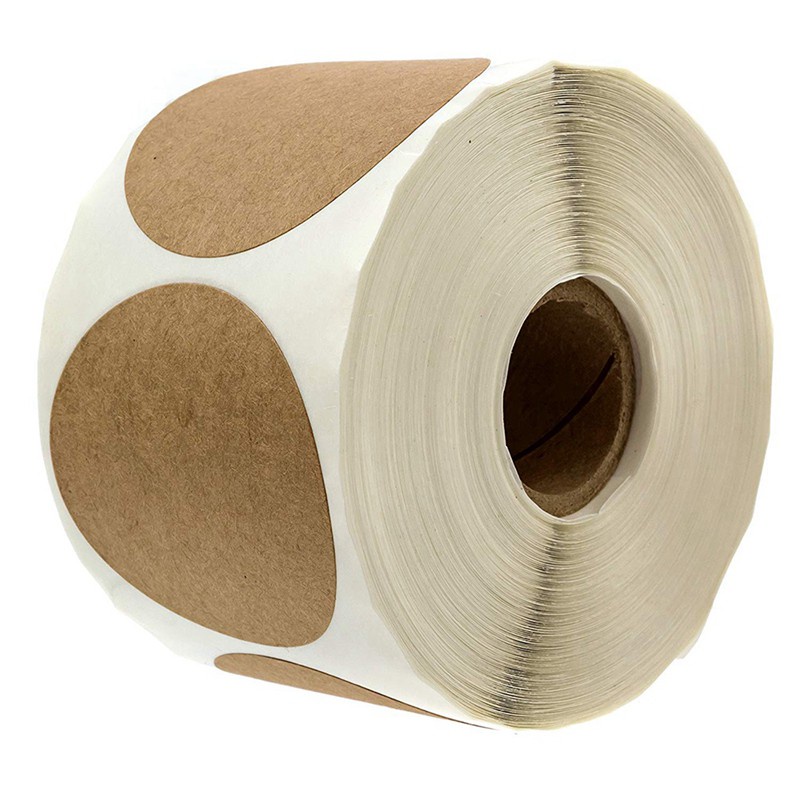 Nhãn dán Kraft 1 inch / 500 nhãn mỗi cuộn / Keo dán vĩnh viễn