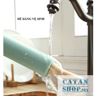 Cây lăn bột, cán bột bằng silicon tay cầm bằng gỗ dài 30cm, dụng cụ làm bánh chống dính cao cấp GD533-LanBot-30cm