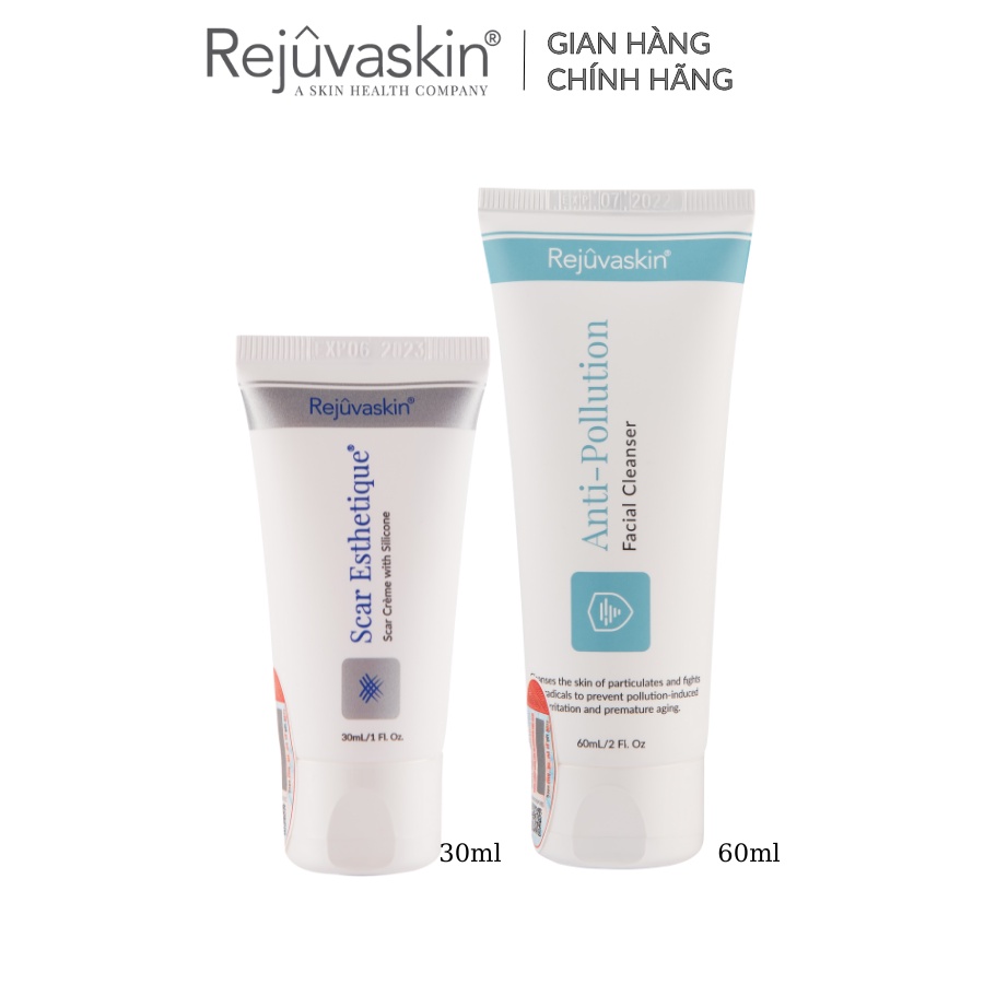 Ảnh Combo chăm sóc da Rejuvaskin xoá Sẹo Thâm/ Sẹo Rỗ/ Sẹo Lõm Scar Esthetique 30ml và sữa rửa mặt loại bỏ bụi mịn 100ml 2