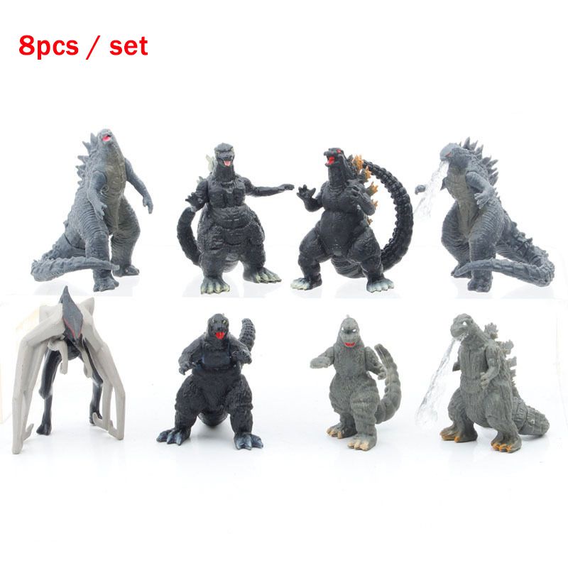 Bộ sưu tập nhân vật hành động bằng nhựa Pvc tám mảnh đa năng có nhân vật Godzilla và khủng long cho trẻ em