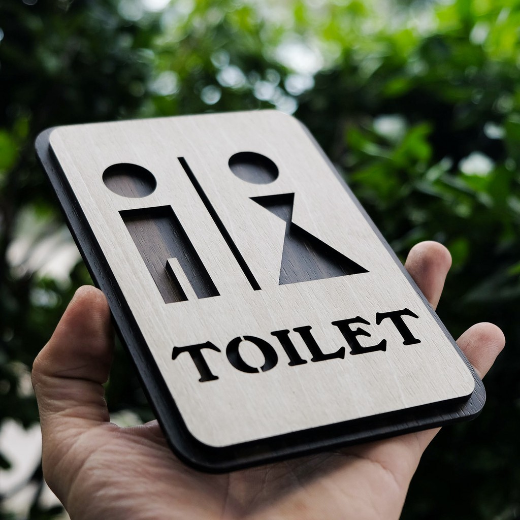 Bảng toilet (phòng vệ sinh) gỗ dán tường bằng keo 2 mặt - Mẫu TL07