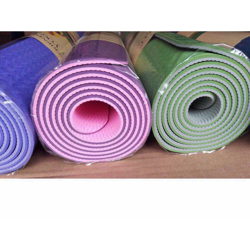 Thảm tập thể thao yoga 2 lớp TPE chống trơn tượt nhiều màu