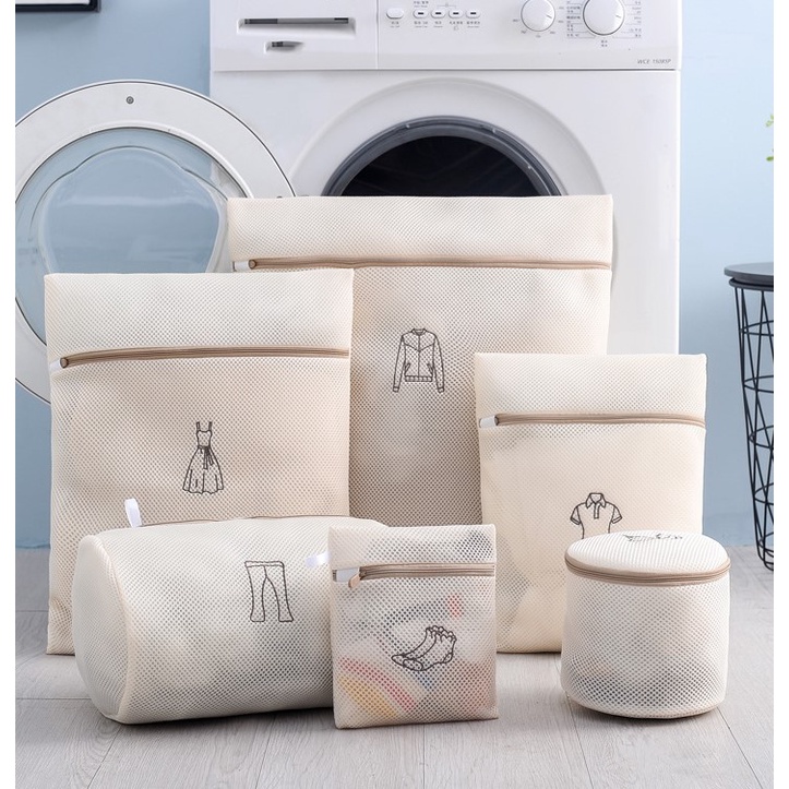 Combo 6 túi giặt 3 lớp bảo vệ quần áo, đồ lót dùng cho máy giặt cao cấp Amalife