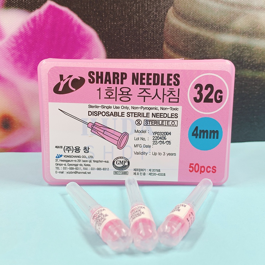 Đầu kim tiêm meso dưỡng chất căng bóng da mesotherapy Sharp Needles 32G, 34G size 4mm