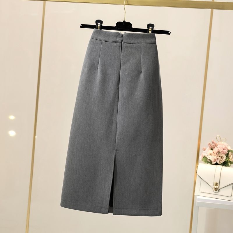 Phụ Nữ Văn Phòng Làm Việc Chắc Chắn Váy Bút Chì Màu Đen Nữ OL Thường Ngày Chia Bodycon Midi Váy