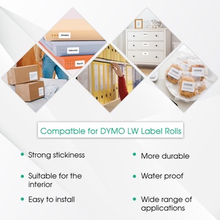 Cuộn Nhãn Dán Nhiệt Nhiều Kích Cỡ Cho Máy In DYMO 99010 99012 99014 11352 11354 11355 DYMO LabelWriter 450 Turbo TwinTurbo DUO 4XL 400 320