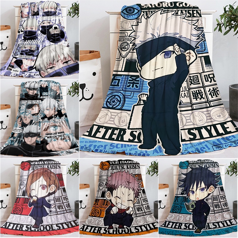 Chăn Điều Hòa Không Khí 4 Kích Cỡ Bằng Vải flannel Siêu Mềm Nhẹ In Hình anime Nhật Bản jujutsu kaisen Cho Trẻ Em
