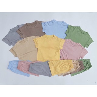 Bộ Cộc Tay Thun Lạnh MINKY MOM trơn cho bé ( 8-17kg)
