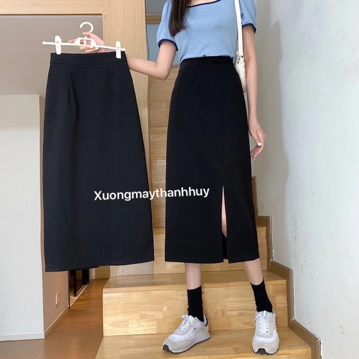 Chân Váy Dài, Chân Váy Midi bigsize 2 Dáng Xẻ Trước- Xẻ Sau trẻ trung