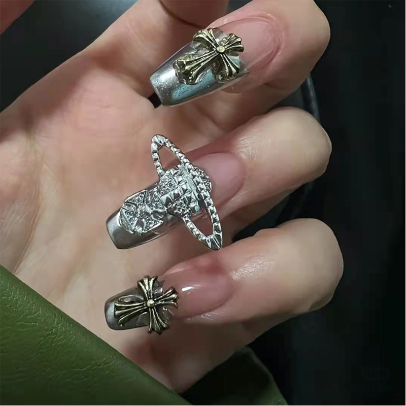 ⚝⚝Richh Kim Loại Trang Trí Móng Tay 3D Móng Tay Nghệ Thuật Trang Sức Cung Cấp Vàng Bạc Móng Tay Đinh Tán