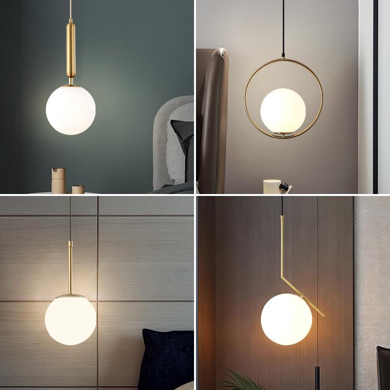Đèn chùm phòng ngủ thủy tinh phong cách Bắc Âu Đèn trần hiện đại LED Đèn bàn ăn, đèn treo thanh nhà hàng