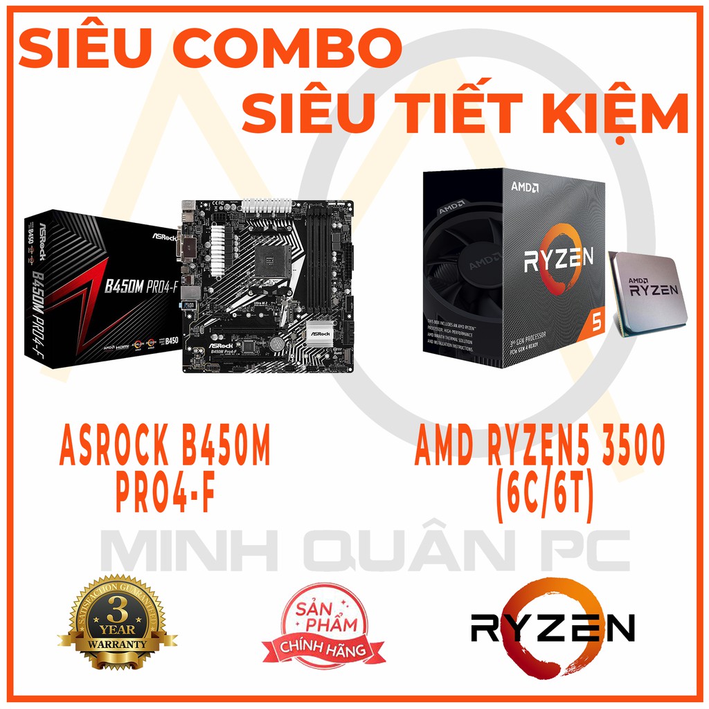 Combo MainBoard Asrock B450M PRO4 F + AMD RYZEN5 3500 | Shopee