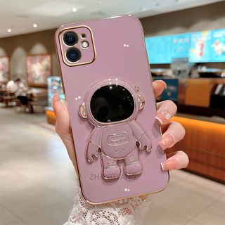ốp lưng iPhone 12 12 PRO 12 PRO MAX TPU Mạ điện 3D Phi hành gia có chân đế ốp điện thoại iPhone 12 12 PRO 12 PRO MAX