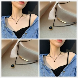 Vòng cổ Màu Đen Thiết Kế Xinh Xắn Thời Trang Theo Phong Cách Hàn Quốc Cho Nữ