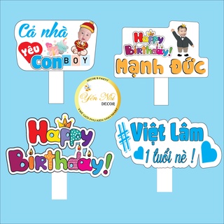 Hashtag cầm tay sinh nhật, thiết kế nội dung theo yêu cầu, YẾN NHI SHOP