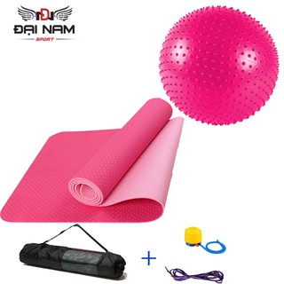 [Mã FAMALLT5 giảm 15% đơn từ 30k] Bộ Thảm Tập Yoga TPE 6mm 2 Lớp + Bóng Tập Yoga Có Gai Cao Cấp Chính Hãng Đại Nam Sport