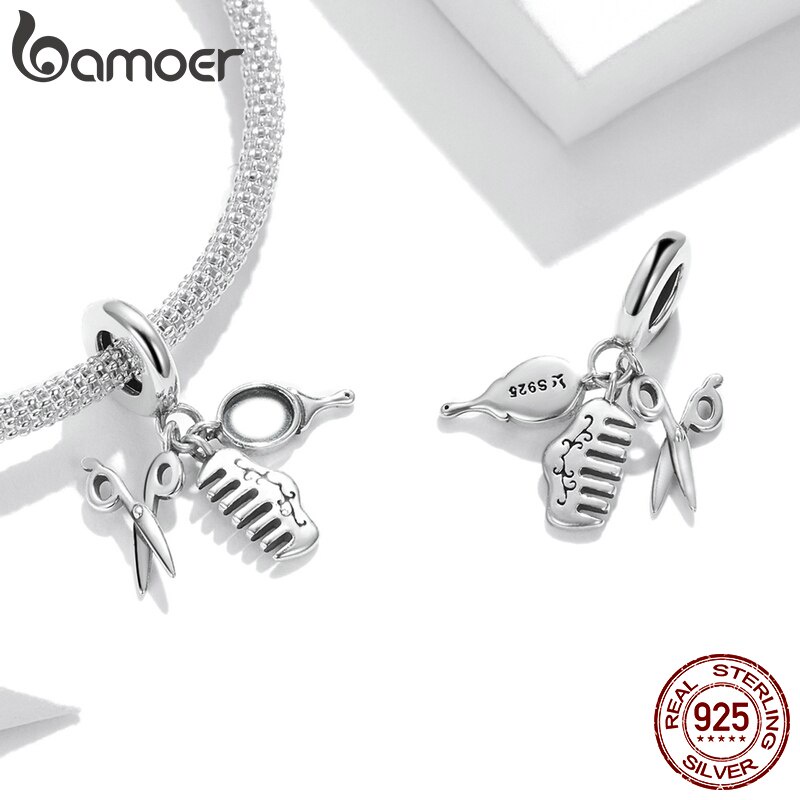Hạt charm BAMOER SC1887 bạc 925 kiểu dụng cụ bếp độc đáo dùng làm vòng đeo tay DIY