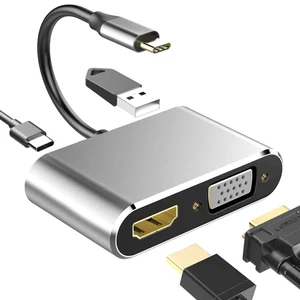 Bộ Chuyển Đổi Cổng Đầu Đọc Thẻ VGA 4 Trong 1 USB Type-C Sang HDMI Đối Với MacBook Pro, Loại C Sang HDMI VGA 4 Trong 1
