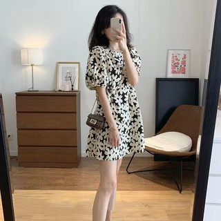 Đầm Chữ a Tay Phồng Dáng Rộng In Họa Tiết Thời Trang Mùa Hè Dành Cho Nữ