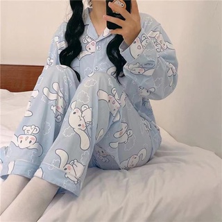 SANRIO Bộ Đồ Ngủ Pijama Tay Dài In Họa Tiết Hoạt Hình Cinnamoroll Babycinnamoroll Dễ Thương Thời Trang Xuân Thu Cho Nữ