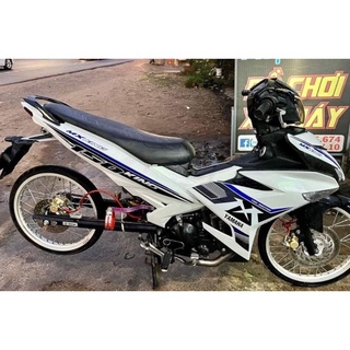 Tem trùm Exciter 150 yamaha trắng đen viền xanh - Độ dán team trùm decal xe máy - Team trùm ex decal rẻ đẹp và chất  trắ