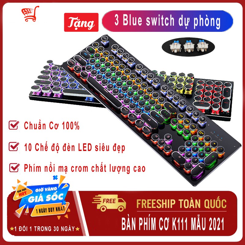Bàn phím cơ gaming K111, LED RAINBOW, 10 kiểu led, siêu đẹp, siêu bền ...
