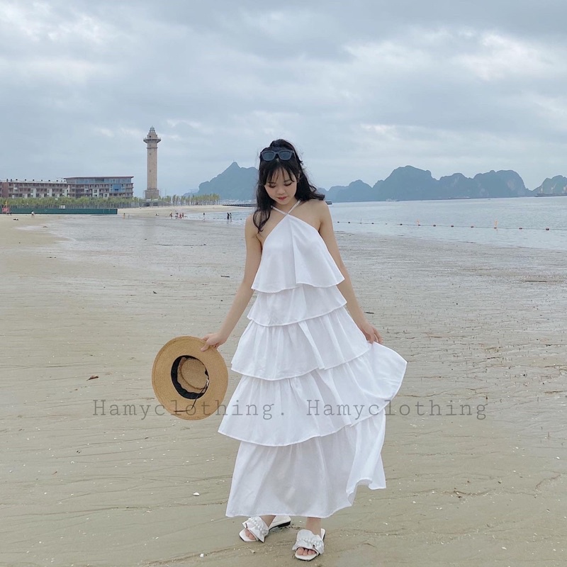 Váy tầng cổ yếm đi biển Hamy V14 | Shopee Việt Nam