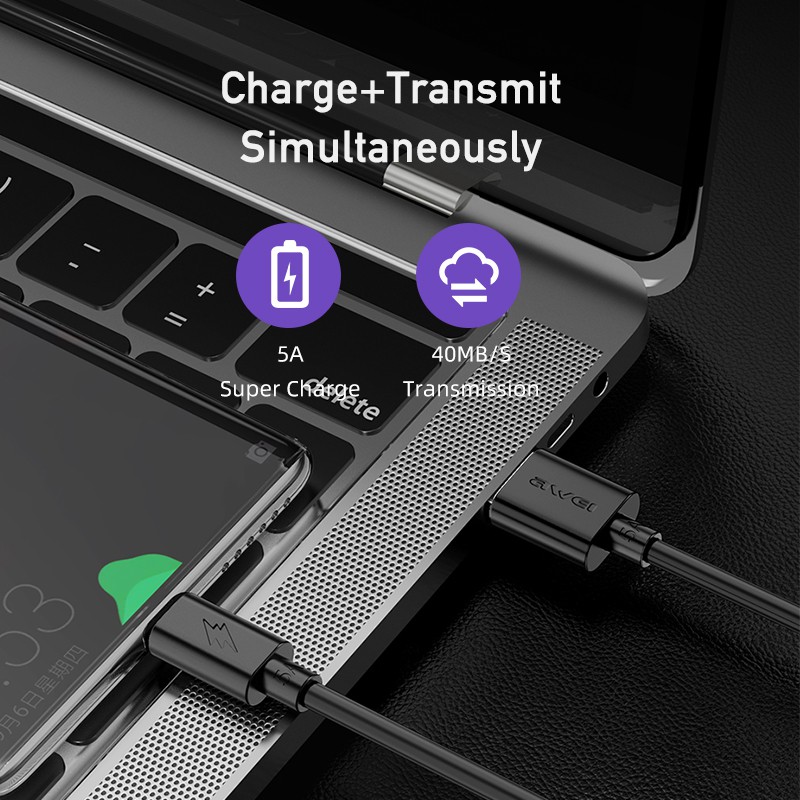 Ảnh Cáp sạc Awei CL-110T sạc nhanh USB Type C cho Android Chính hãng An Toàn Ổn Định 4