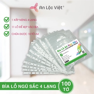 100 tờ/1 xấp Bìa lỗ - File lỗ thương hiệu NGŨ SẮC A4 loại dày 350gr ...