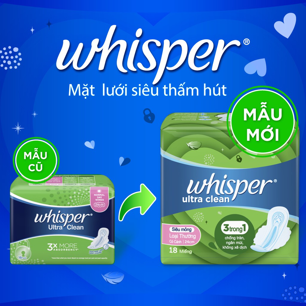 Ảnh Băng Vệ Sinh WHISPER Ultra CLean Mặt Lưới Cho Ngày Thường 24cm - Gói 10 Miếng/18 Miếng 3